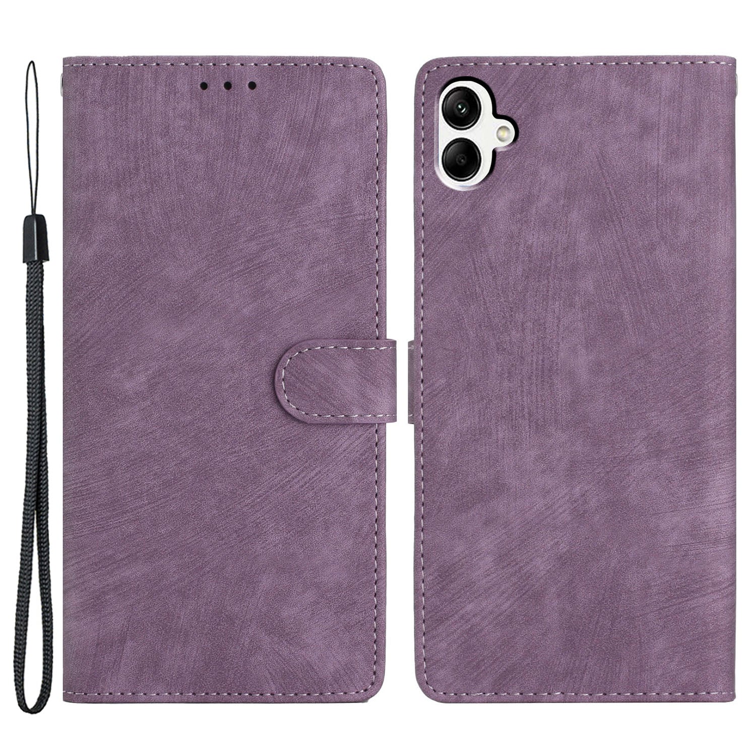 For Samsung Galaxy A05 4G Case PU Leather Folding Stand Solid Color Phone Cover