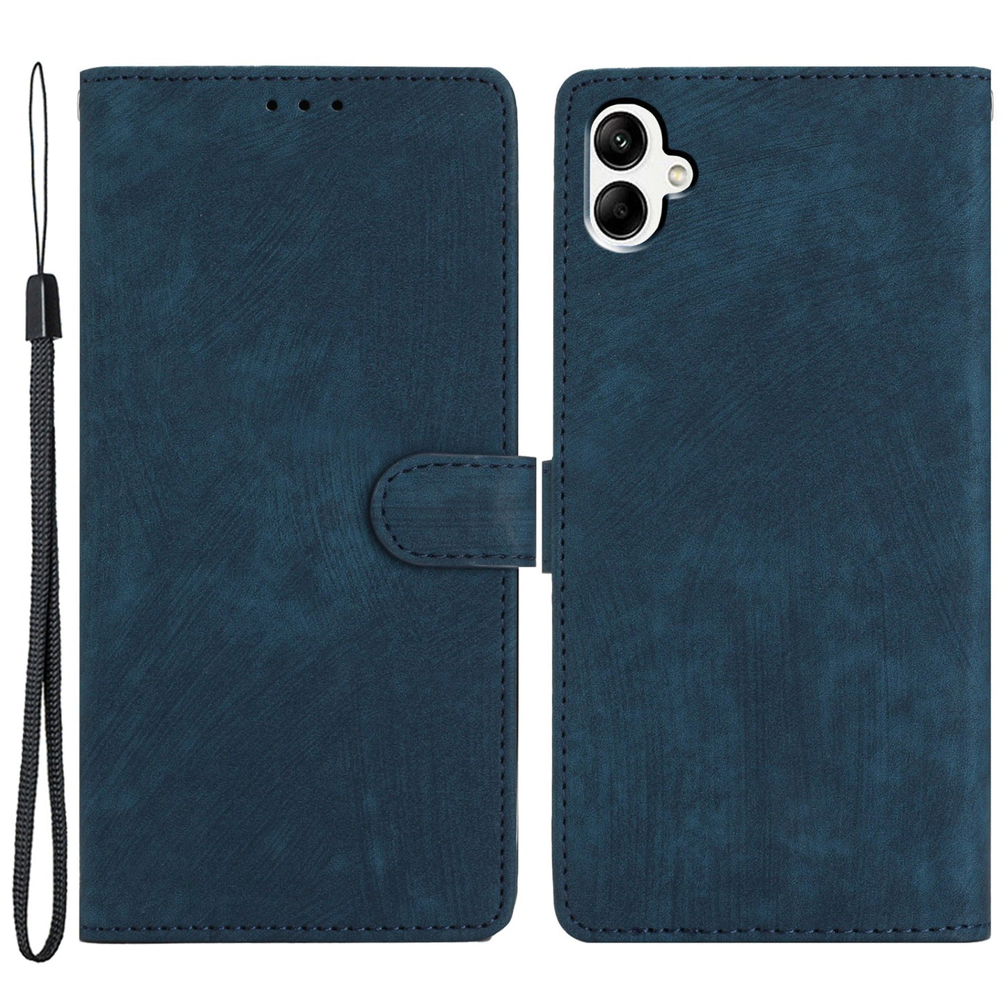 For Samsung Galaxy A05 4G Case PU Leather Folding Stand Solid Color Phone Cover