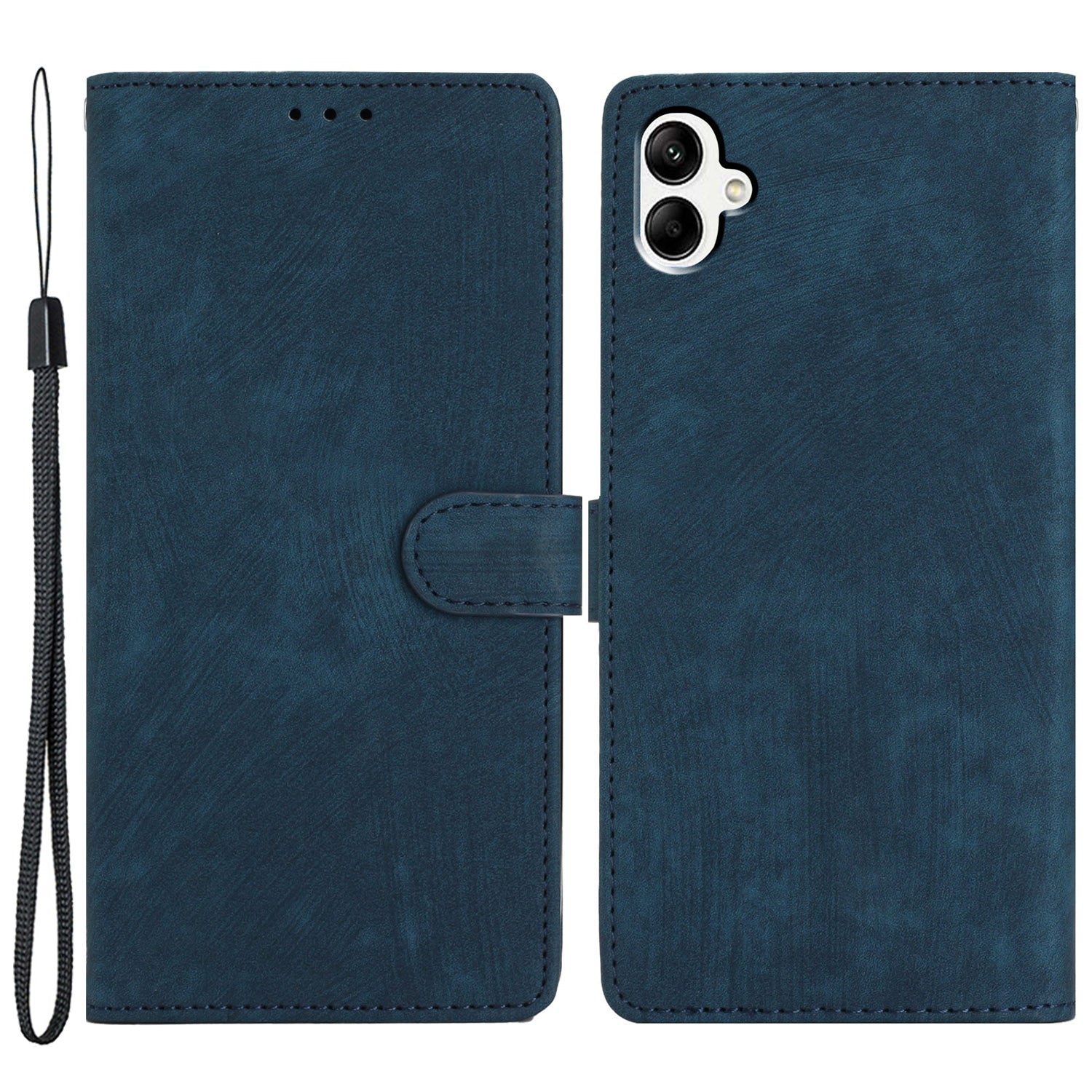 For Samsung Galaxy A05 4G Case PU Leather Folding Stand Solid Color Phone Cover