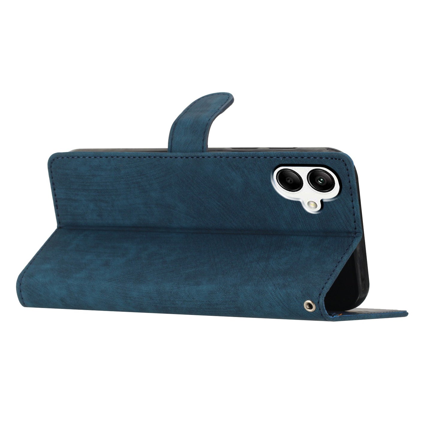 For Samsung Galaxy A05 4G Case PU Leather Folding Stand Solid Color Phone Cover