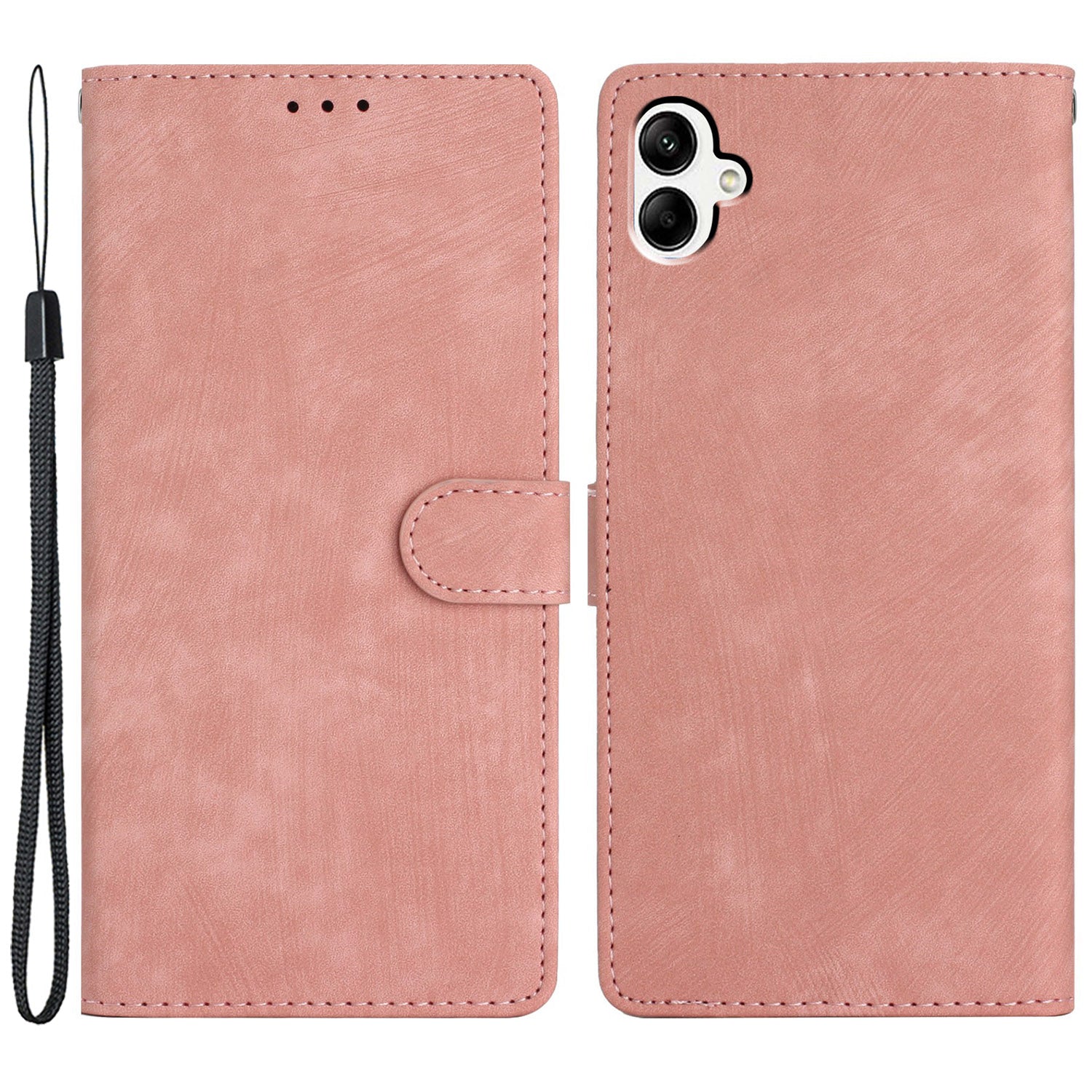 For Samsung Galaxy A05 4G Case PU Leather Folding Stand Solid Color Phone Cover