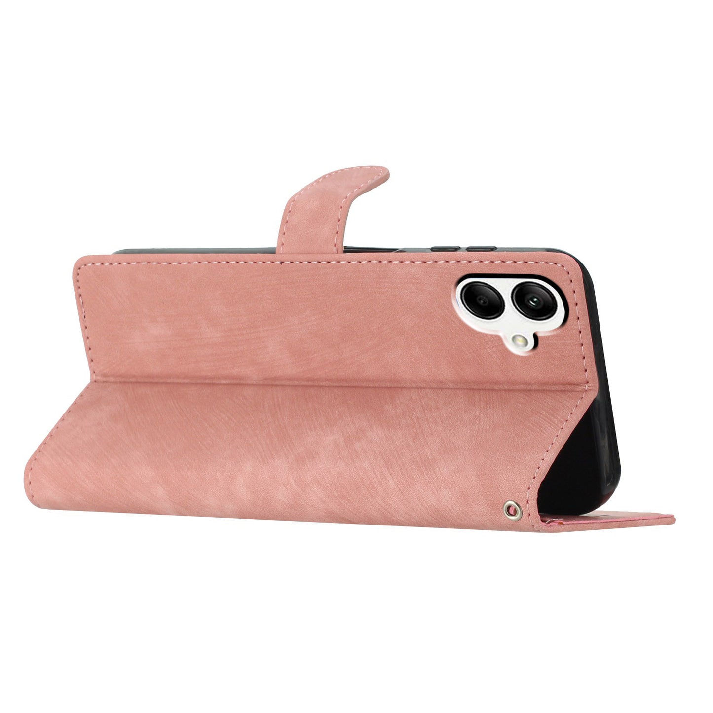 For Samsung Galaxy A05 4G Case PU Leather Folding Stand Solid Color Phone Cover