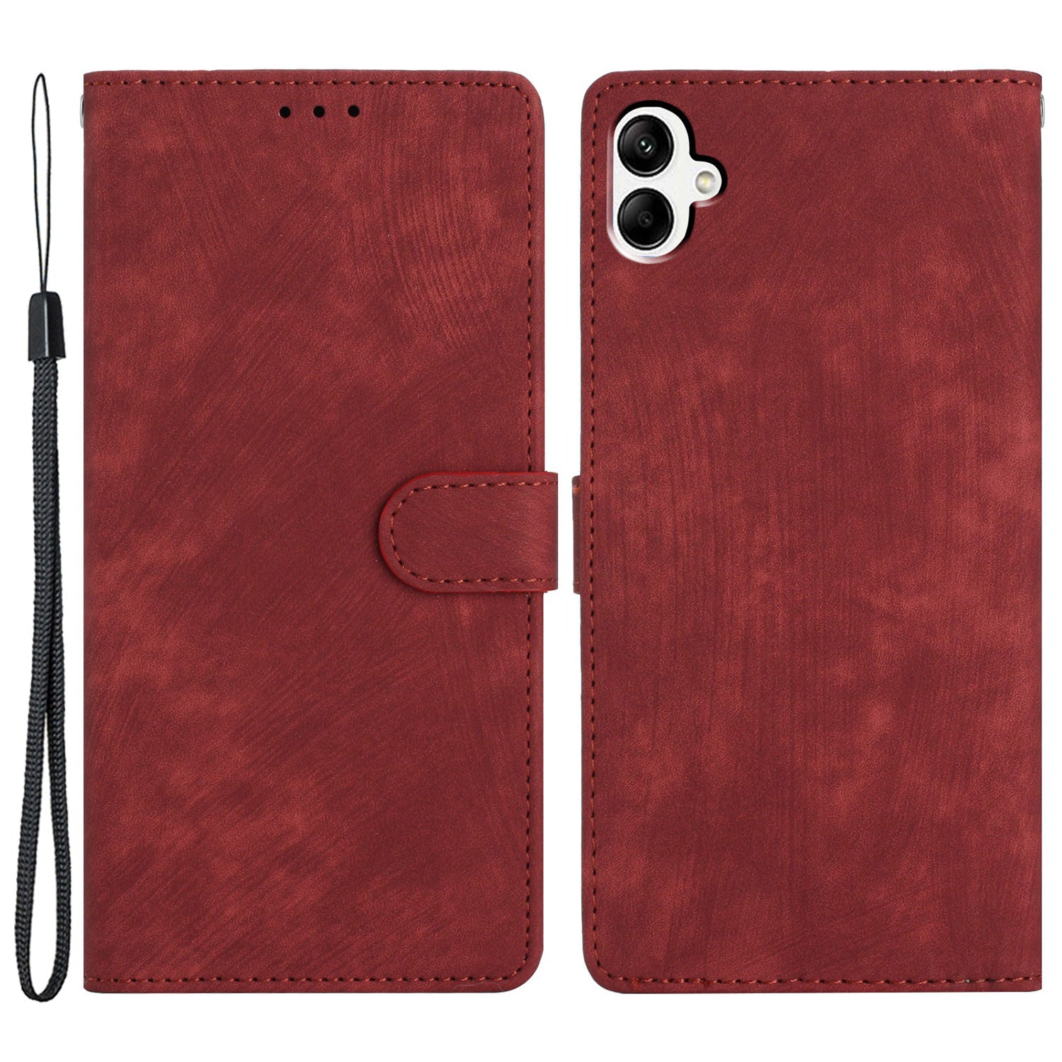 For Samsung Galaxy A05 4G Case PU Leather Folding Stand Solid Color Phone Cover