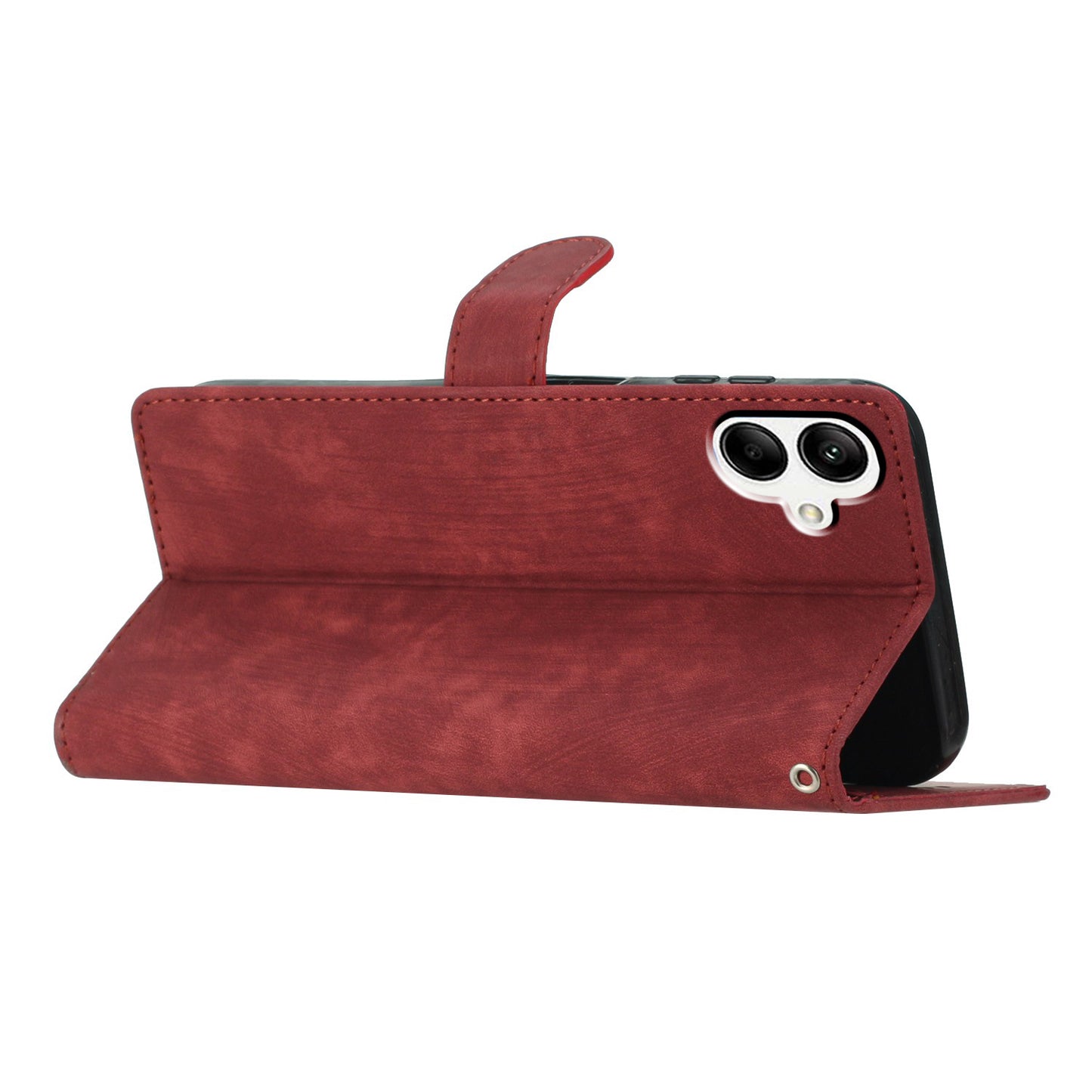 For Samsung Galaxy A05 4G Case PU Leather Folding Stand Solid Color Phone Cover