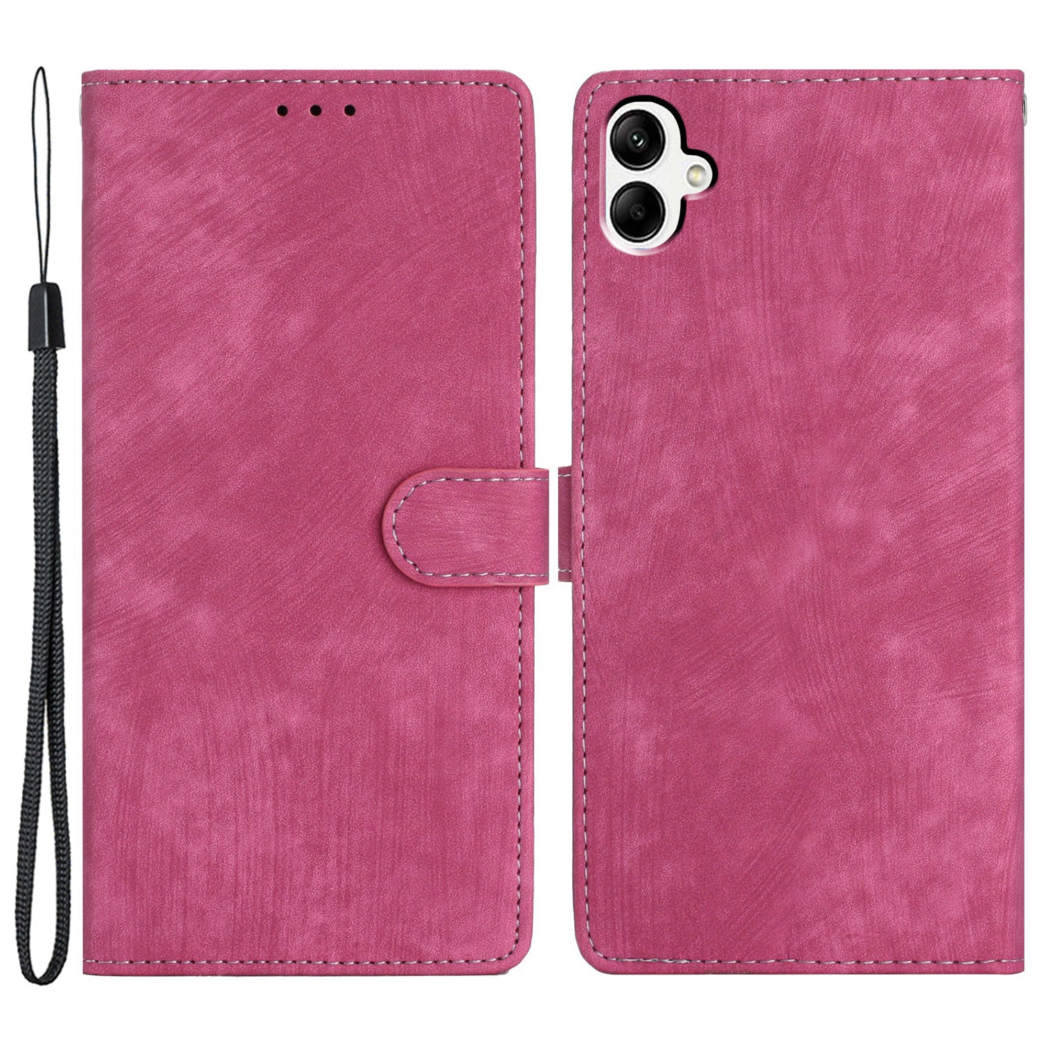 For Samsung Galaxy A05 4G Case PU Leather Folding Stand Solid Color Phone Cover
