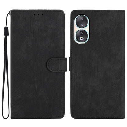For Honor 90 Case Solid Color Skin-touch Phone Leather Wallet Drop-proof Cover