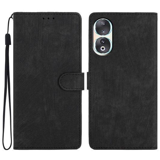 For Honor 90 Case Solid Color Skin-touch Phone Leather Wallet Drop-proof Cover