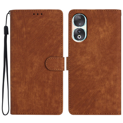 For Honor 90 Case Solid Color Skin-touch Phone Leather Wallet Drop-proof Cover