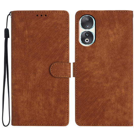For Honor 90 Case Solid Color Skin-touch Phone Leather Wallet Drop-proof Cover