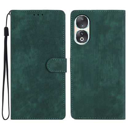 For Honor 90 Case Solid Color Skin-touch Phone Leather Wallet Drop-proof Cover