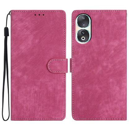 For Honor 90 Case Solid Color Skin-touch Phone Leather Wallet Drop-proof Cover