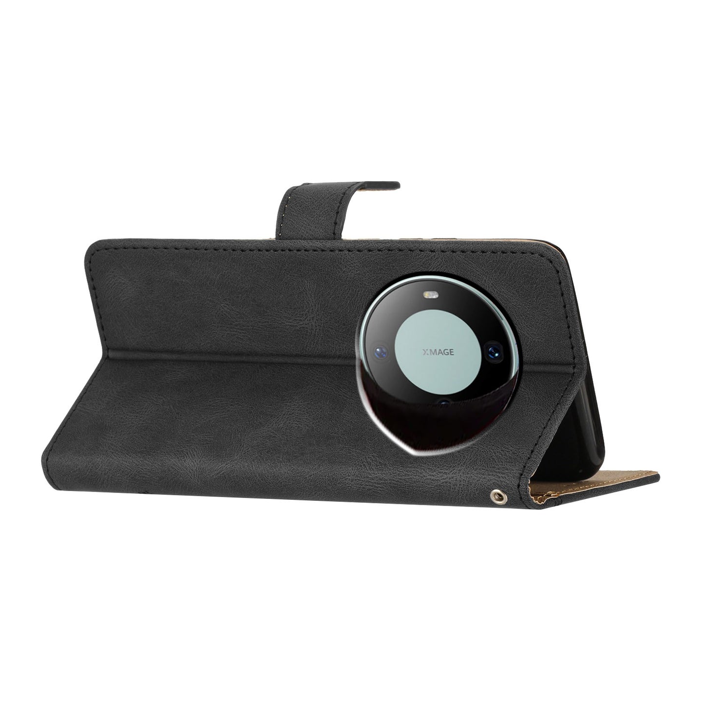For Huawei Mate 60 Wallet Stand Phone Case Crazy Horse Texture PU Leather Imprinted Lines Cover