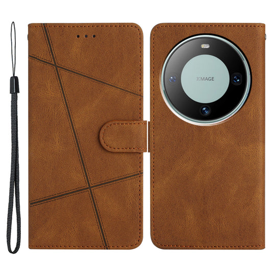 For Huawei Mate 60 Wallet Stand Phone Case Crazy Horse Texture PU Leather Imprinted Lines Cover