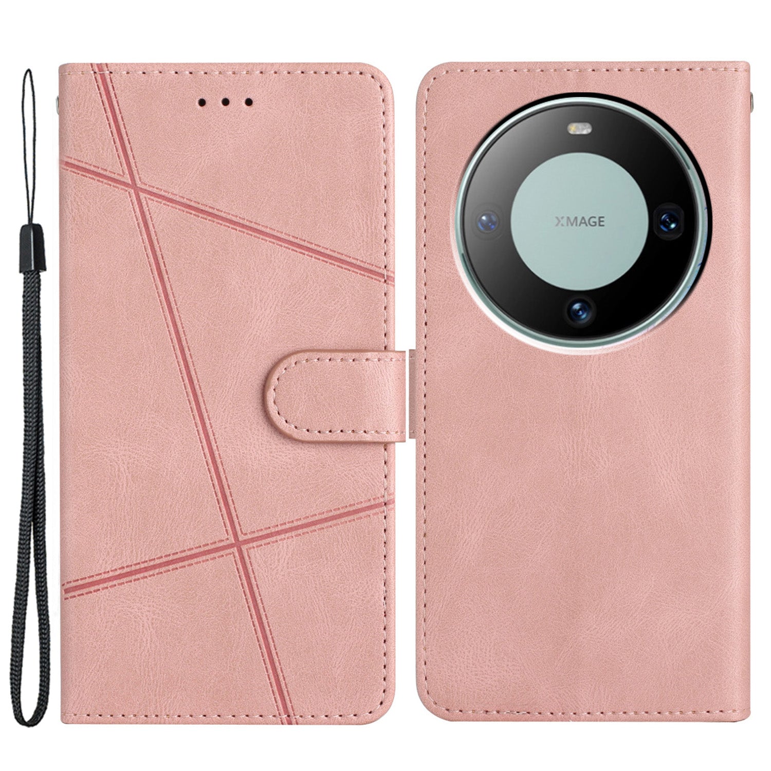 For Huawei Mate 60 Wallet Stand Phone Case Crazy Horse Texture PU Leather Imprinted Lines Cover