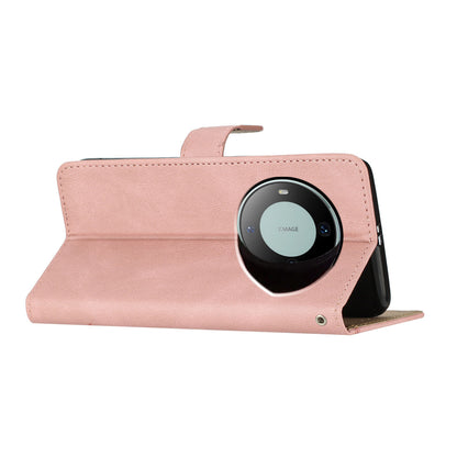 For Huawei Mate 60 Wallet Stand Phone Case Crazy Horse Texture PU Leather Imprinted Lines Cover