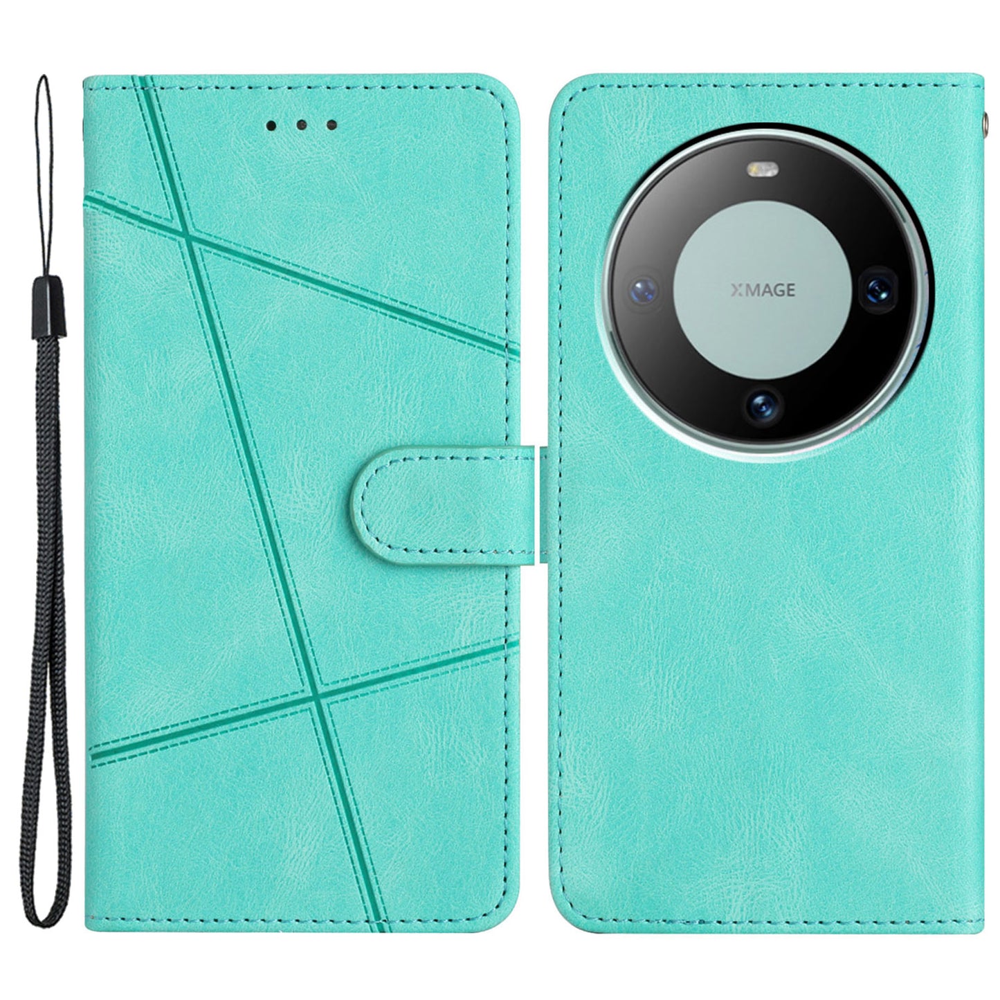 For Huawei Mate 60 Wallet Stand Phone Case Crazy Horse Texture PU Leather Imprinted Lines Cover