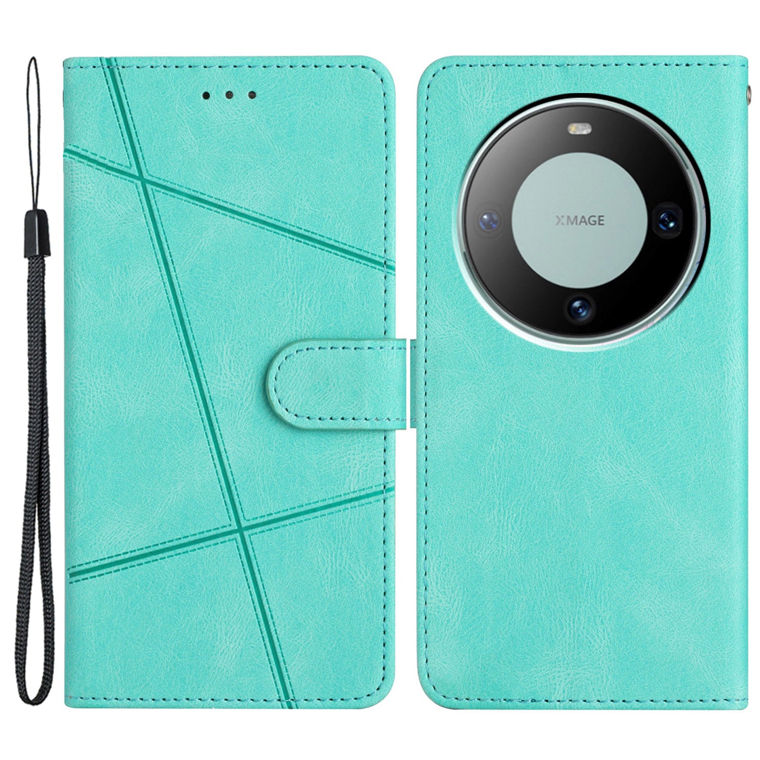 For Huawei Mate 60 Wallet Stand Phone Case Crazy Horse Texture PU Leather Imprinted Lines Cover