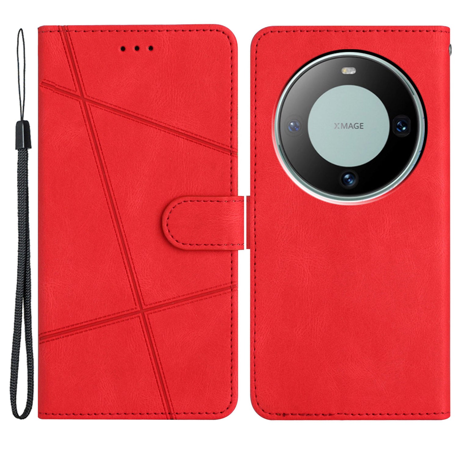 For Huawei Mate 60 Wallet Stand Phone Case Crazy Horse Texture PU Leather Imprinted Lines Cover