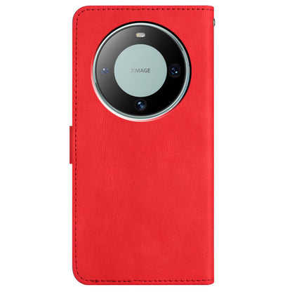 For Huawei Mate 60 Wallet Stand Phone Case Crazy Horse Texture PU Leather Imprinted Lines Cover