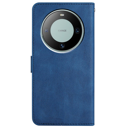 For Huawei Mate 60 Wallet Stand Phone Case Crazy Horse Texture PU Leather Imprinted Lines Cover
