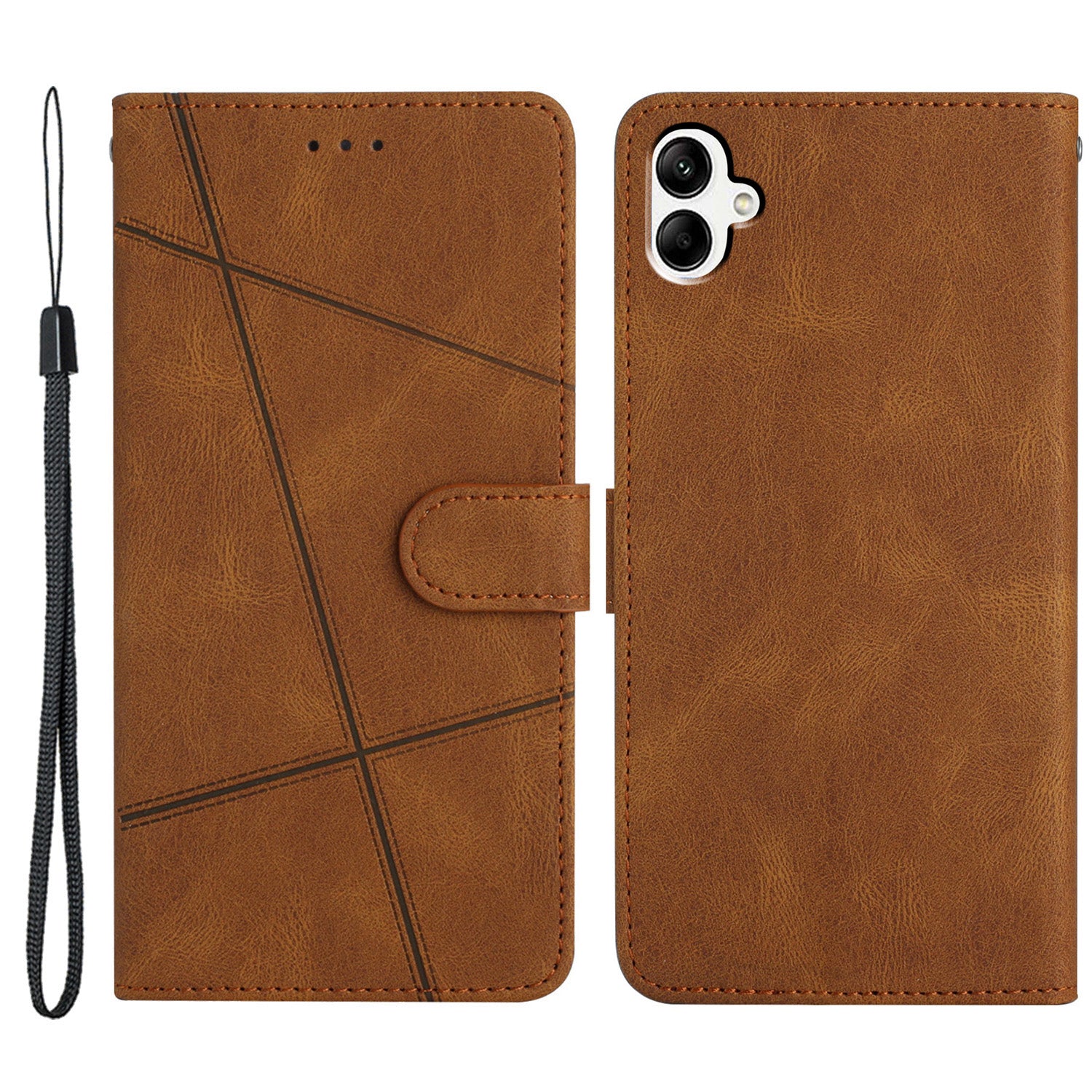 For Samsung Galaxy A05 4G Crazy Horse Texture Wallet Case PU Leather Imprinted Lines Phone Stand Cover