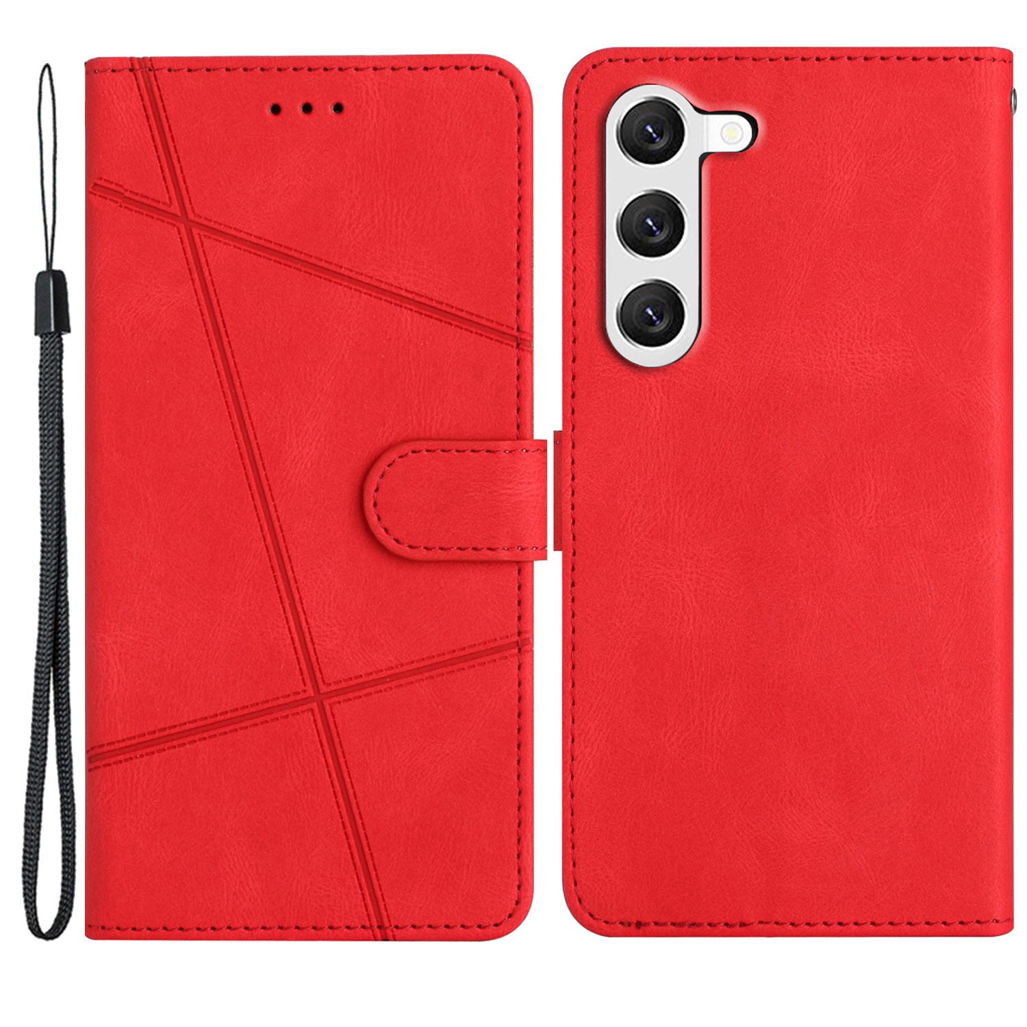 For Samsung Galaxy A05s Wallet PU Leather Stand Case Imprinted Lines Crazy Horse Texture Phone Cover