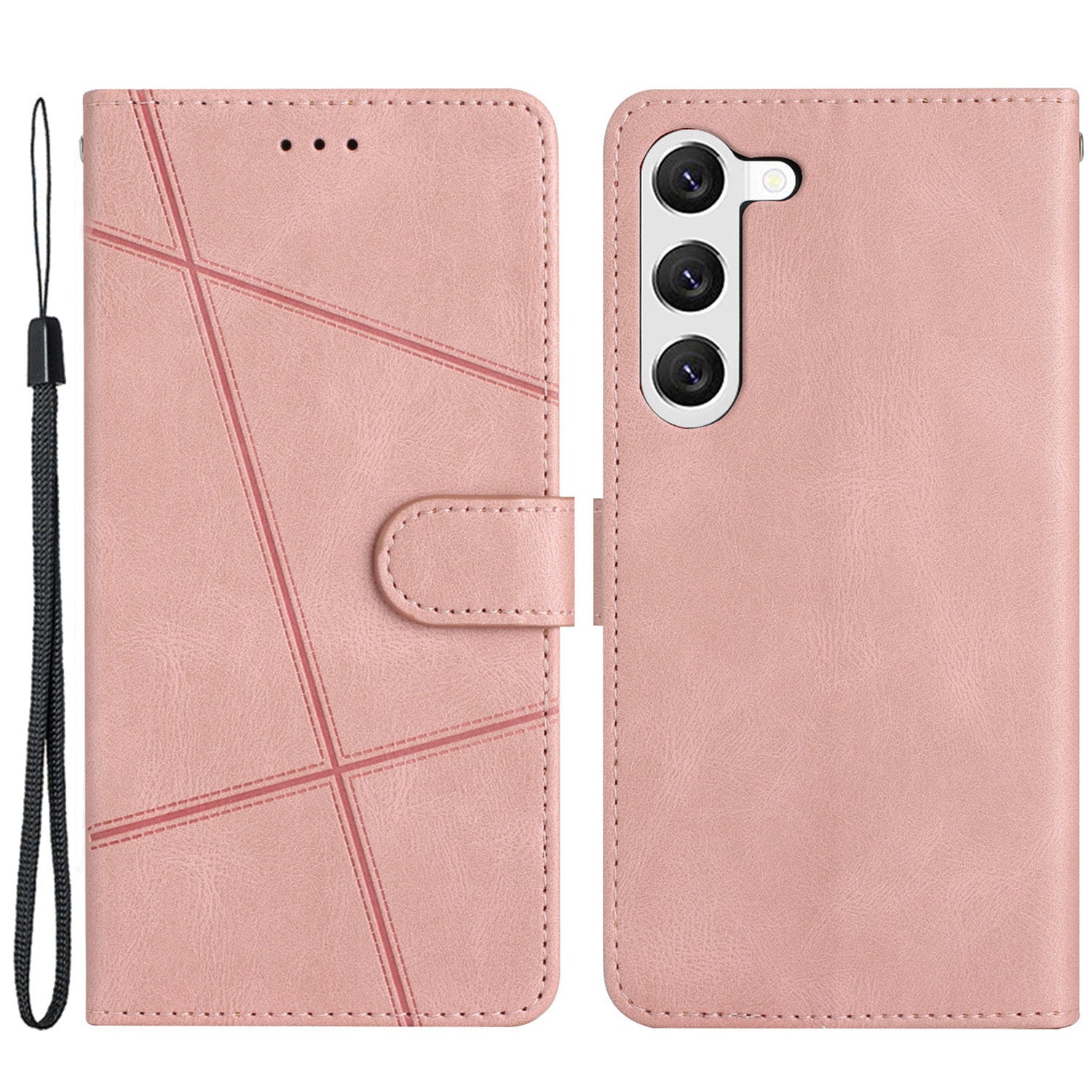 For Samsung Galaxy A05s Wallet PU Leather Stand Case Imprinted Lines Crazy Horse Texture Phone Cover