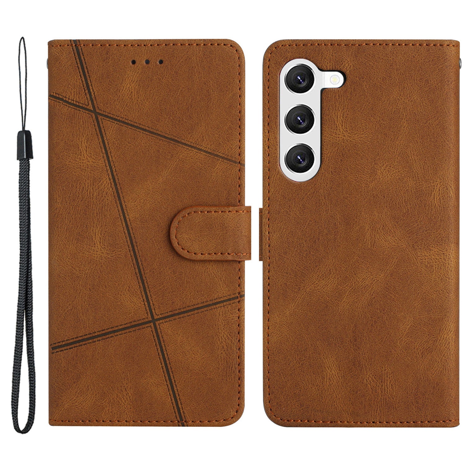 For Samsung Galaxy A05s Wallet PU Leather Stand Case Imprinted Lines Crazy Horse Texture Phone Cover