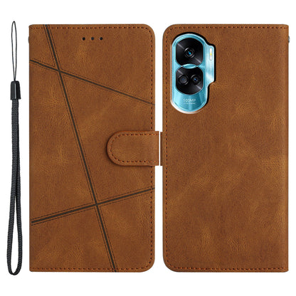 For Honor 90 Lite 5G / X50i 5G Wallet Case Crazy Horse Texture Leather Phone Stand Cover Imprinted Lines