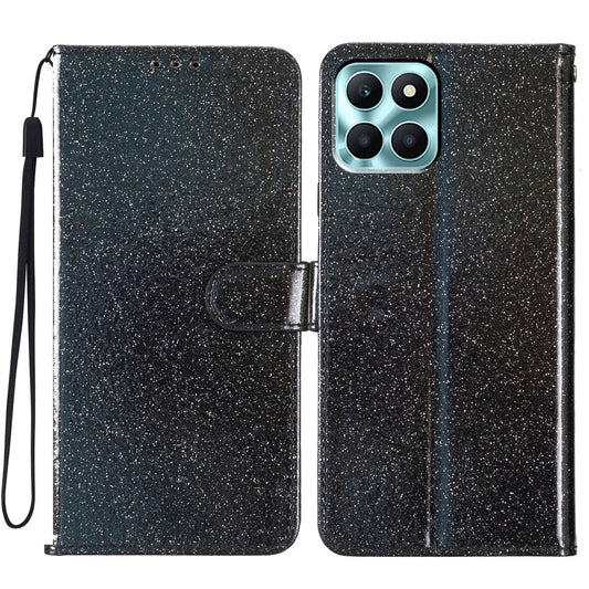 For Honor X6a 4G Case Wallet Stand PU Leather Glittery Cell Phone Cover