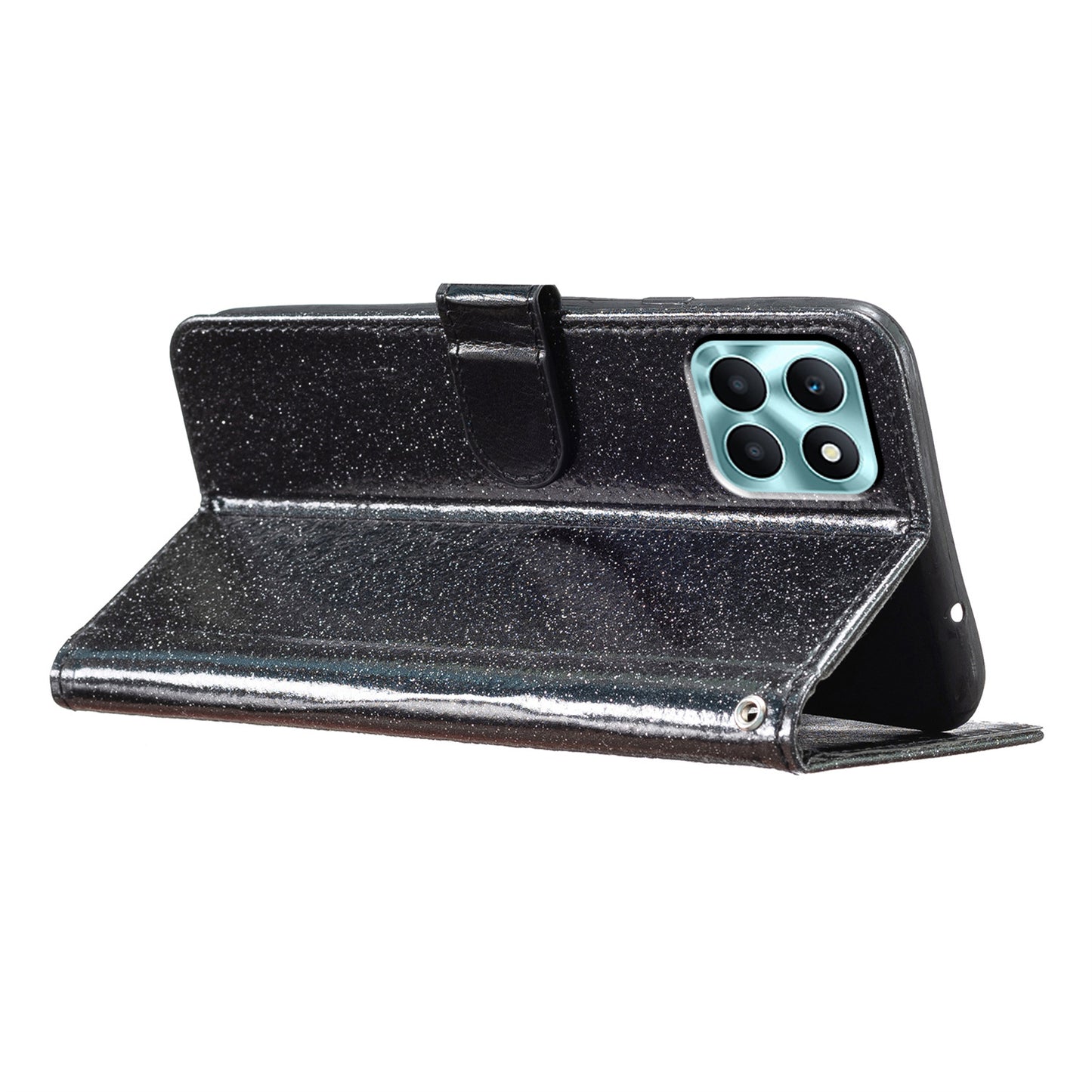 For Honor X6a 4G Case Wallet Stand PU Leather Glittery Cell Phone Cover