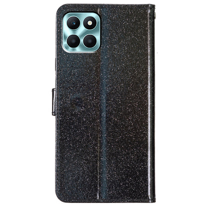 For Honor X6a 4G Case Wallet Stand PU Leather Glittery Cell Phone Cover