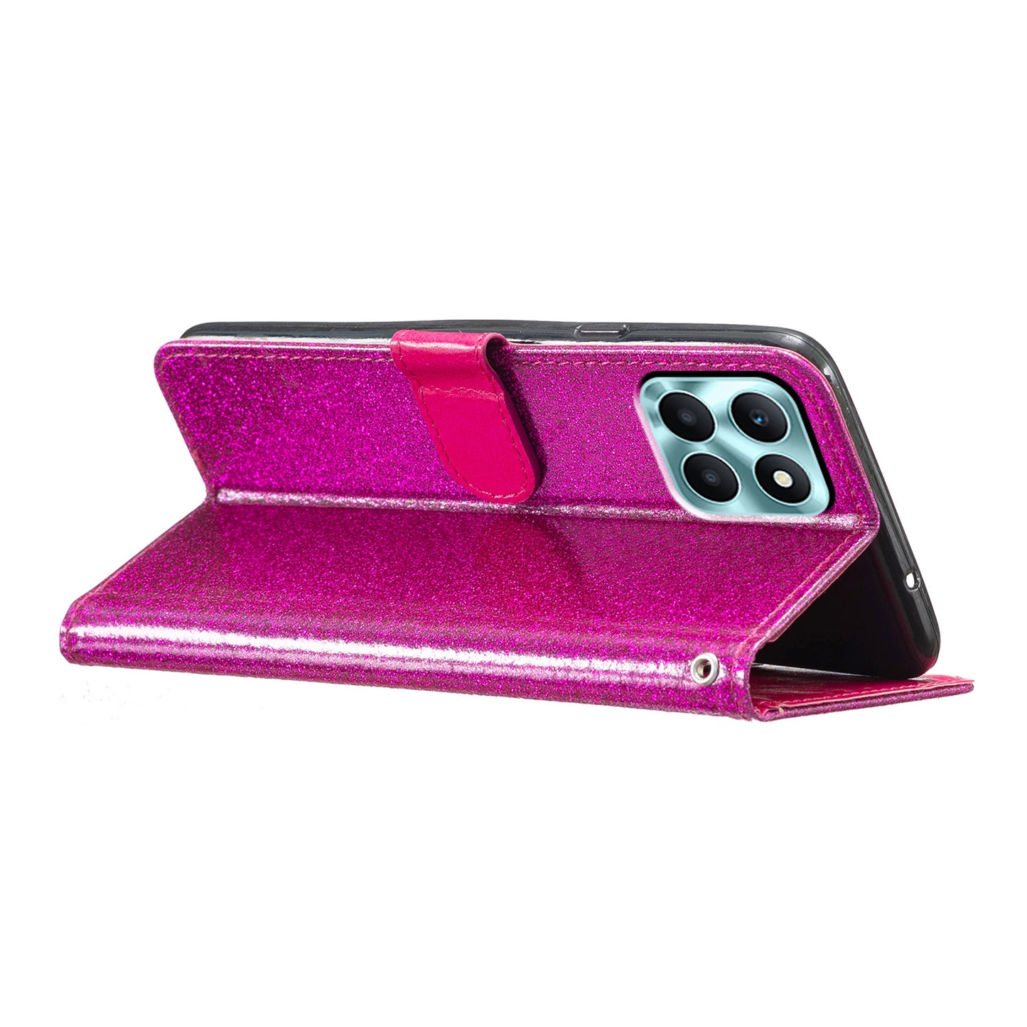 For Honor X6a 4G Case Wallet Stand PU Leather Glittery Cell Phone Cover