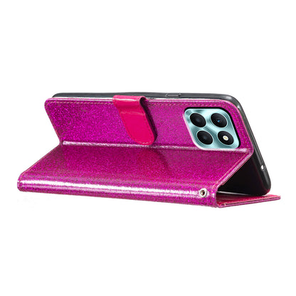 For Honor X6a 4G Case Wallet Stand PU Leather Glittery Cell Phone Cover