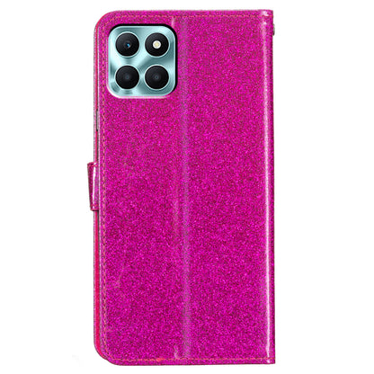 For Honor X6a 4G Case Wallet Stand PU Leather Glittery Cell Phone Cover
