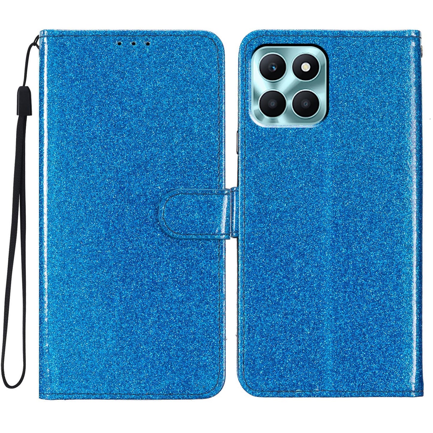 For Honor X6a 4G Case Wallet Stand PU Leather Glittery Cell Phone Cover