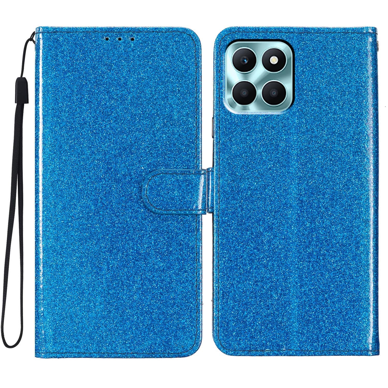 For Honor X6a 4G Case Wallet Stand PU Leather Glittery Cell Phone Cover