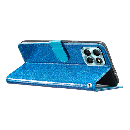 For Honor X6a 4G Case Wallet Stand PU Leather Glittery Cell Phone Cover