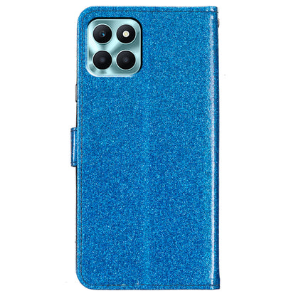 For Honor X6a 4G Case Wallet Stand PU Leather Glittery Cell Phone Cover