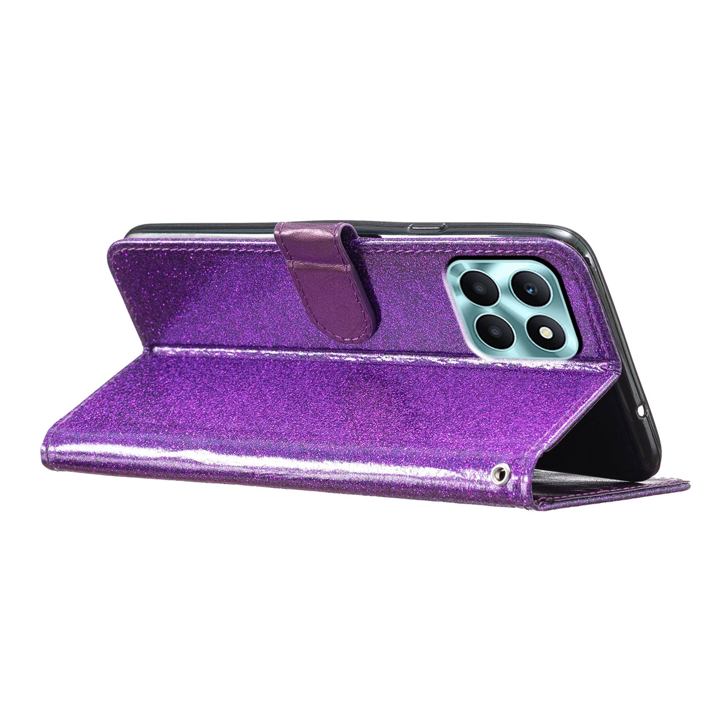 For Honor X6a 4G Case Wallet Stand PU Leather Glittery Cell Phone Cover