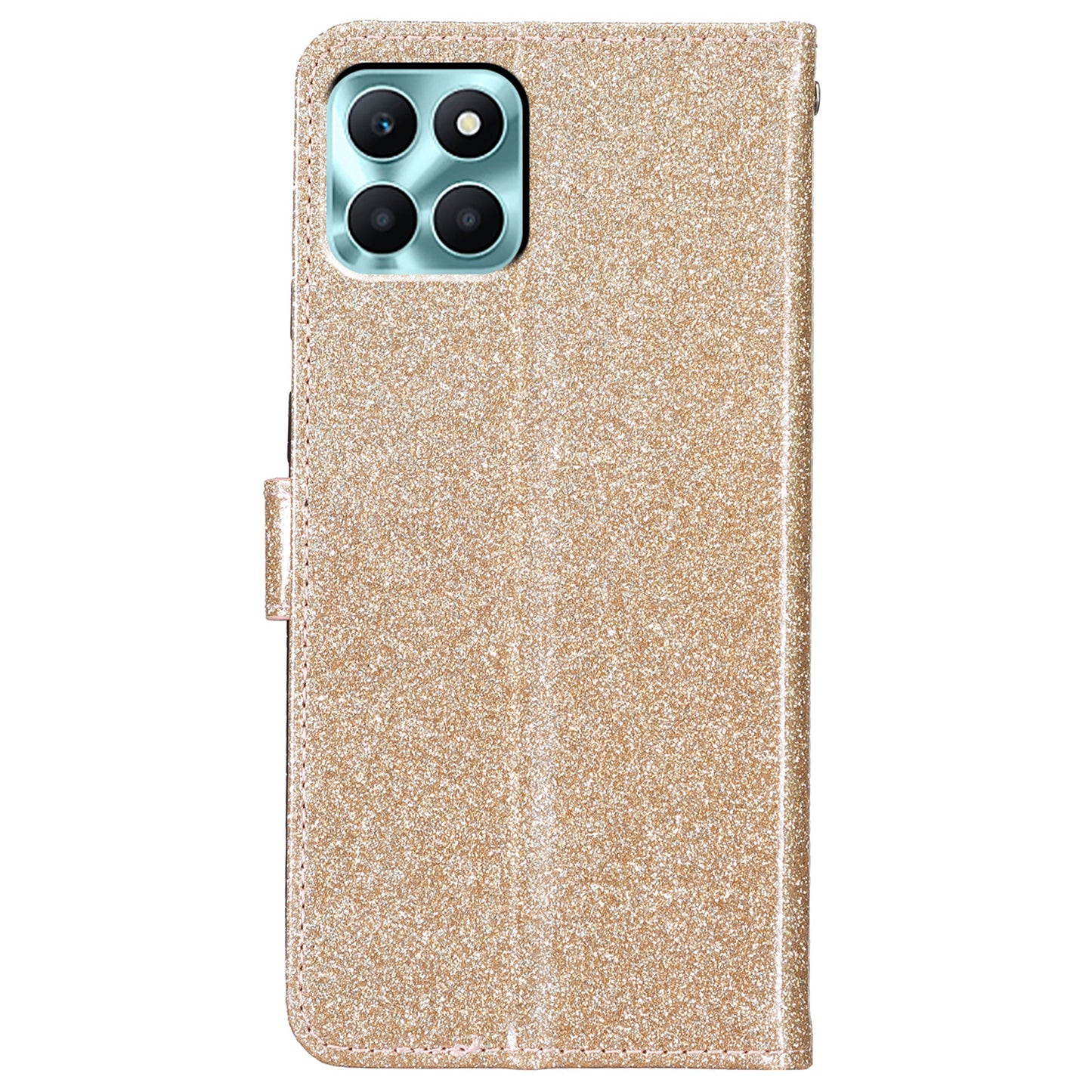 For Honor X6a 4G Case Wallet Stand PU Leather Glittery Cell Phone Cover