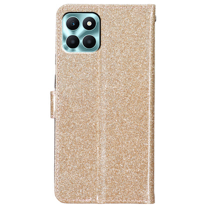 For Honor X6a 4G Case Wallet Stand PU Leather Glittery Cell Phone Cover
