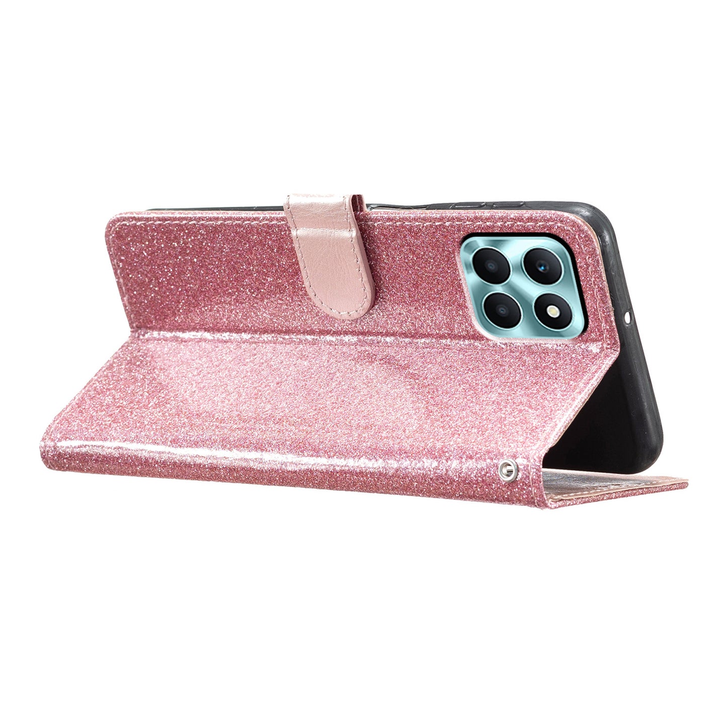 For Honor X6a 4G Case Wallet Stand PU Leather Glittery Cell Phone Cover