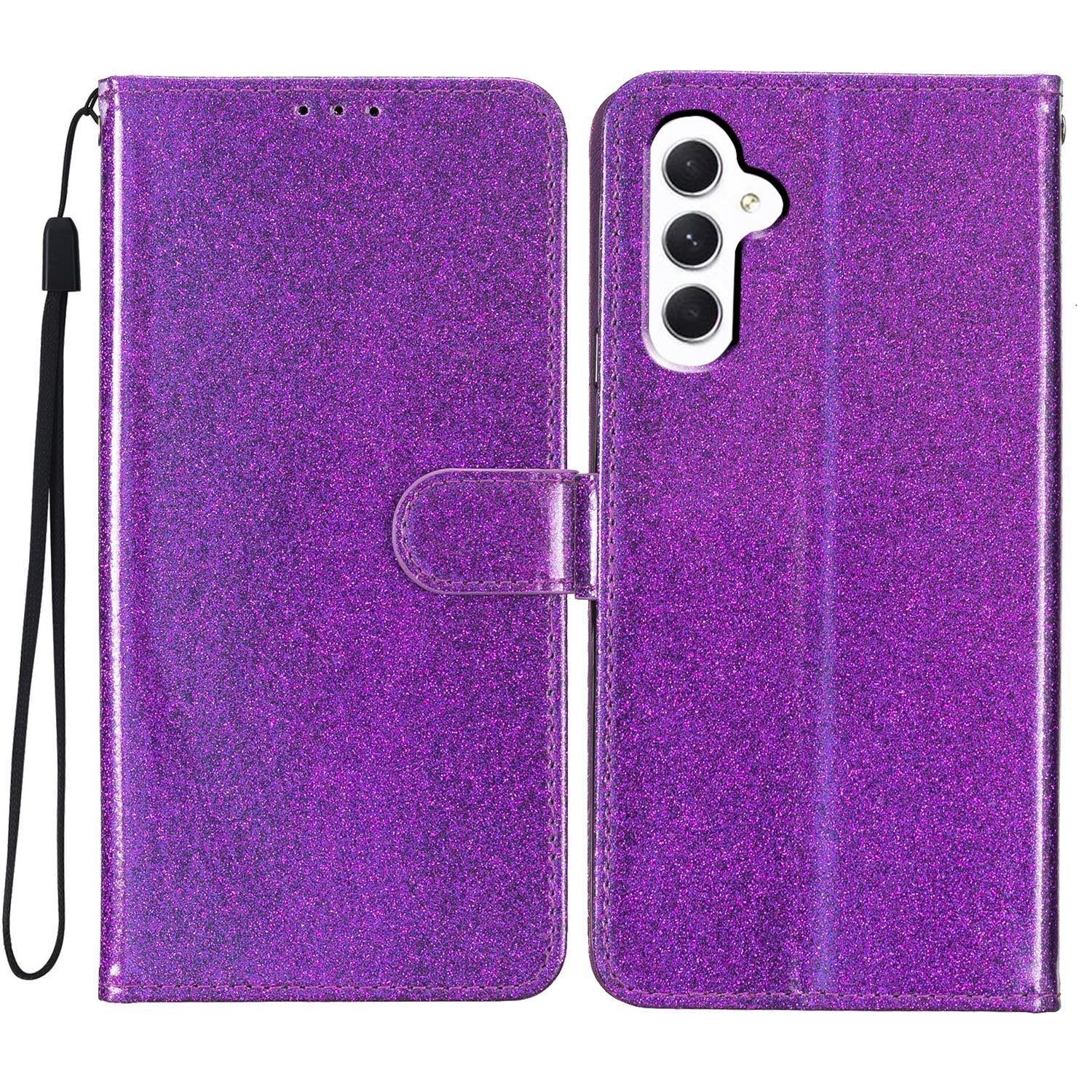 For Samsung Galaxy A05s 4G Case Glittery PU Leather Phone Cover with Wallet Stand