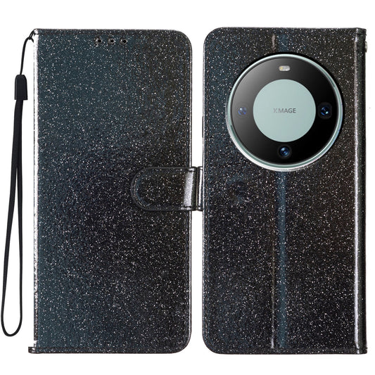 For Huawei Mate 60 Pro Glittery PU Leather Phone Case Anti-fall Wallet Stand Cover