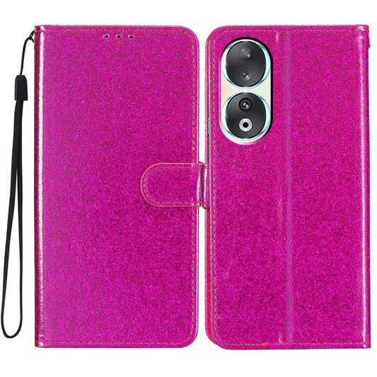 For Honor 90 Glittery PU Leather Wallet Stand Case Shockproof Phone Cover