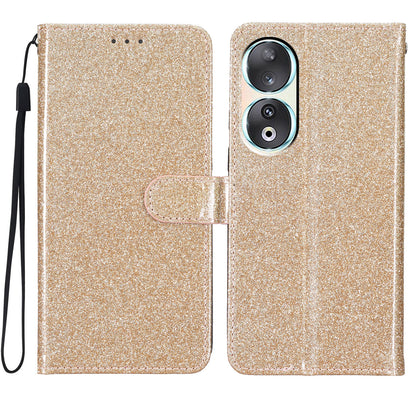 For Honor 90 Glittery PU Leather Wallet Stand Case Shockproof Phone Cover