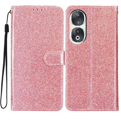 For Honor 90 Glittery PU Leather Wallet Stand Case Shockproof Phone Cover
