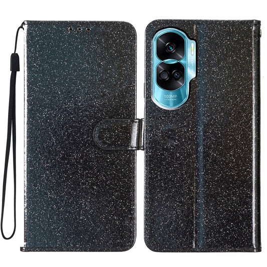 For Honor 90 Lite 5G / X50i 5G Case Stand Glittery PU Leather Protective Phone Cover with Wallet