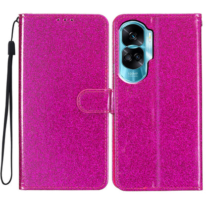 For Honor 90 Lite 5G / X50i 5G Case Stand Glittery PU Leather Protective Phone Cover with Wallet